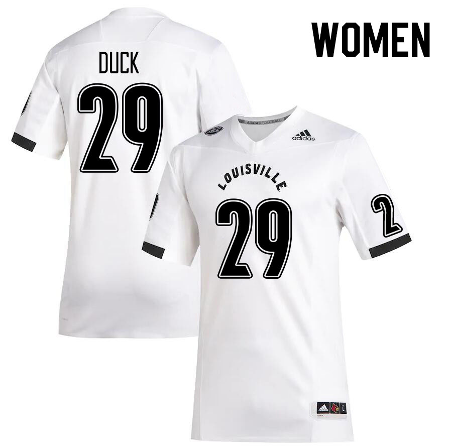 Women #29 Storm Duck Louisville Cardinals College Football Jerseys Stitched Sale-White - Click Image to Close